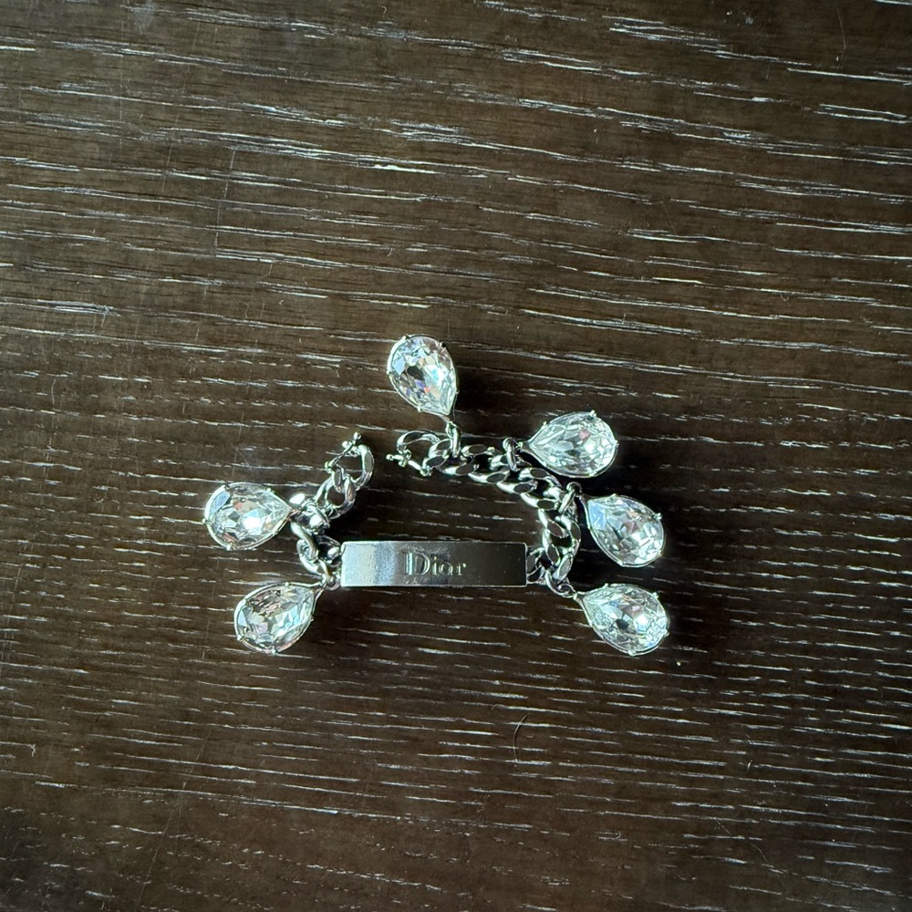 Dior Silver Charm Bracelet with Crystals